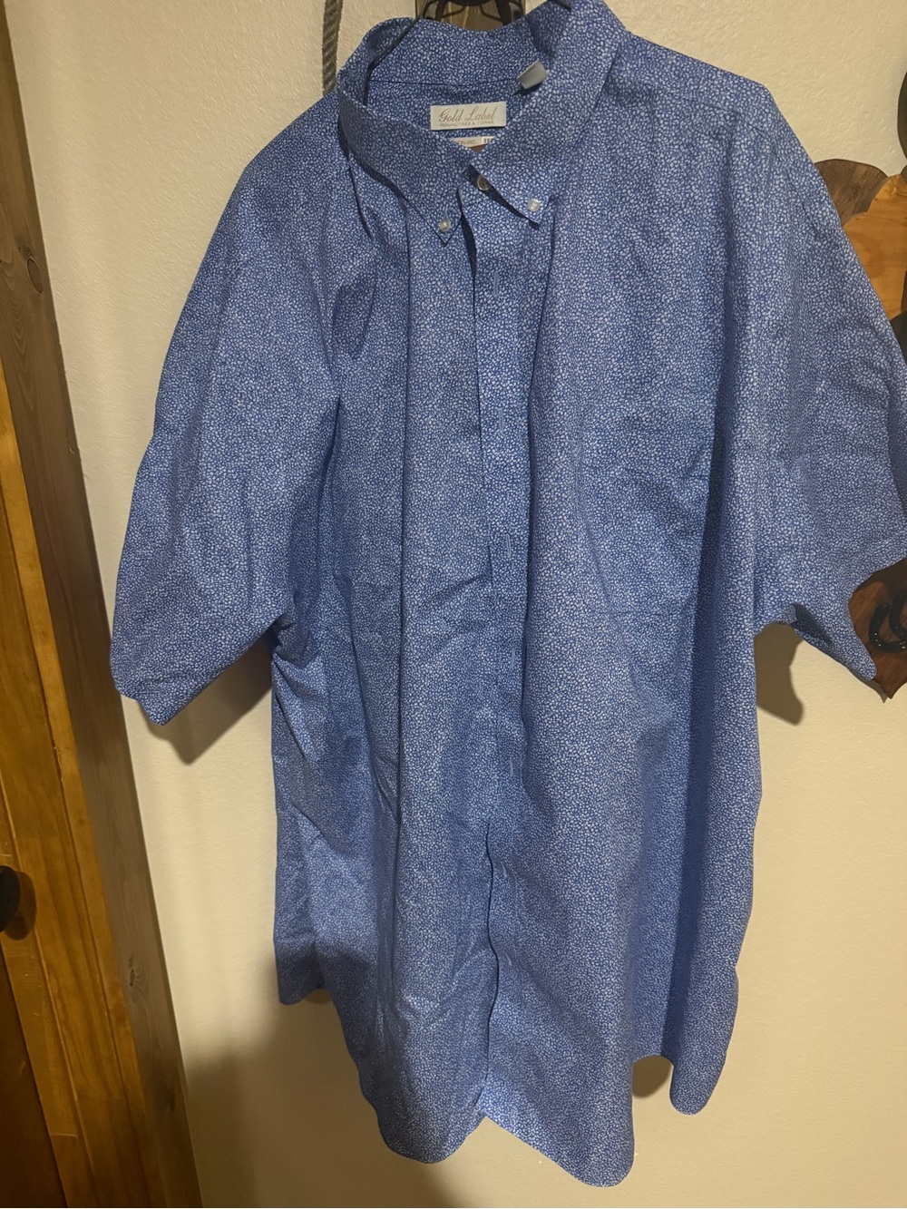 Roundtree & Yorke Short-Sleeve Button-Down in Speckled Blue